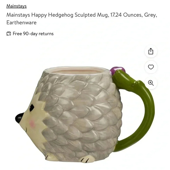 Happy Little Hedge Hog Coffee Tea Soup Hot Chocolate Mug Cup 17.24 ounces - Picture 4 of 12